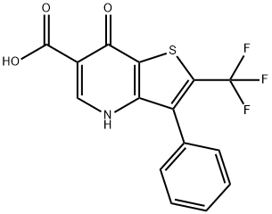 7-OXO-3-PHENYL-2-(TRIFLUOROMETHYL)-4,7-DIHYDROTHIENO[3,2-B]PYRIDINE-6-CARBOXYLIC ACID 结构式