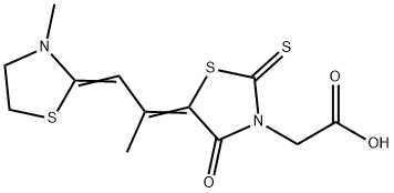 5-[1-甲基-2-(3-甲基噻唑烷-2-亚基)乙亚基]-4-氧代-2-硫酮噻唑烷-3-乙酸 结构式