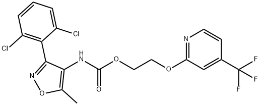 CARBAMIC ACID, [3-(2,6-DICHLOROPHENYL)-5-METHYL-4-ISOXAZOLYL]-, 2-[[4-(TRIFLUOROMETHYL)-2-PYRIDINYL]OXY]ETHYL ESTER 结构式