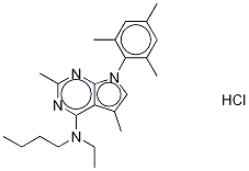 N-丁基-N-乙基-2,5-二甲基-7-(2,4,6-三甲基苯基)-7H-吡咯[2,3-D]嘧啶-4-胺盐酸盐 结构式
