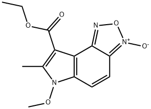 8-(ETHOXYCARBONYL)-6-METHOXY-7-METHYL-6H-[1,2,5]OXADIAZOLO[4,3-E]INDOL-3-IUM-3-OLATE 结构式