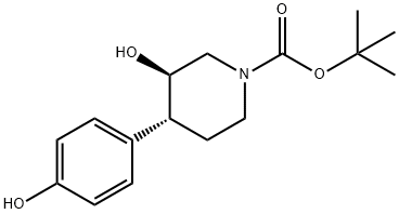 N-叔丁氧羰基-4-(4-羟基苯基)-(3S,4S)-3-哌啶醇 结构式