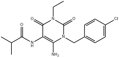 Propanamide,  N-[6-amino-1-[(4-chlorophenyl)methyl]-3-ethyl-1,2,3,4-tetrahydro-2,4-dioxo-5-pyrimidinyl]-2-methyl- 结构式
