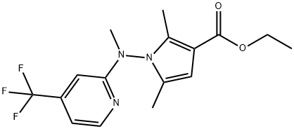 1H-PYRROLE-3-CARBOXYLIC ACID, 2,5-DIMETHYL-1-[METHYL[4-(TRIFLUOROMETHYL)-2-PYRIDINYL]AMINO]-, ETHYL ESTER 结构式