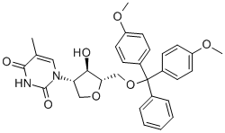 1-((3S,4R,5S)-5-((BIS(4-METHOXYPHENYL)(PHENYL)METHOXY)METHYL)-4-HYDROXYTETRAHYDROFURAN-3-YL)-5-METHYLPYRIMIDINE-2,4(1H,3H)-DIONE 结构式