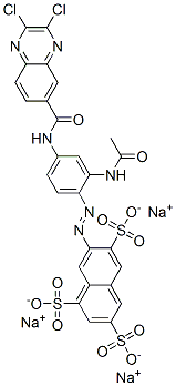 trisodium 7-[[2-(acetylamino)-4-[[(2,3-dichloro-6-quinoxalinyl)carbonyl]amino]phenyl]azo]naphthalene-1,3,6-trisulphonate  结构式