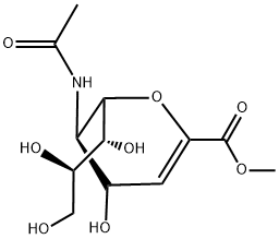 N-乙酰基-2,3-脱氢-2-脱氧神经氨酸甲酯 结构式