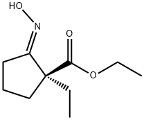 Cyclopentanecarboxylic acid, 1-ethyl-2-(hydroxyimino)-, ethyl ester, (1S,2E)- 结构式