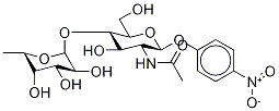 4-硝基苯基-2-乙酰胺基-2-脱氧-4-O-(Α-L-岩藻糖)-Β-D-吡喃葡糖苷 结构式