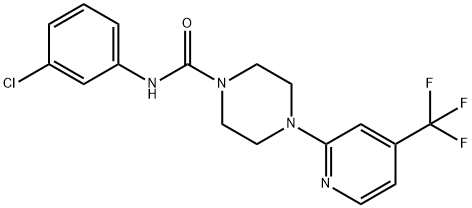 1-PIPERAZINECARBOXAMIDE, N-(3-CHLOROPHENYL)-4-[4-(TRIFLUOROMETHYL)-2-PYRIDINYL]- 结构式