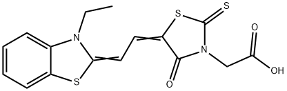 [5-[2-(3-乙基-3H-苯并噻唑-2-亚基)乙亚基]-4-氧代-2-硫酮噻唑烷-3-基]乙酸 结构式