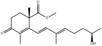 (1S)-2-[(1E,3E,7R)-7-Hydroxy-3-methyl-1,3-octadienyl]-1,3-dimethyl-4-oxo-2-cyclohexene-1-carboxylic acid methyl ester 结构式