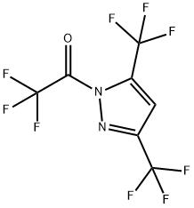 1-[3,5-Bis(trifluoromethyl)-1H-pyrazol-1-yl]-2,2,2-trifluoroethan-1-one, 3,5-Bis(trifluoromethyl)-1-(2,2,2-trifluoroethanoyl)-1H-pyrazole 结构式