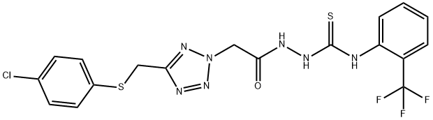 N1-[2-(TRIFLUOROMETHYL)PHENYL]-2-[2-(5-{[(4-CHLOROPHENYL)THIO]METHYL}-2H-1,2,3,4-TETRAAZOL-2-YL)ACETYL]HYDRAZINE-1-CARBOTHIOAMIDE 结构式