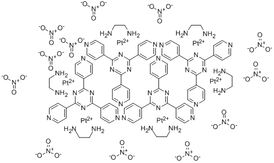 六(1,2-乙二胺)四[MU3-[2,4,6-三(4-吡啶基)-1,3,5-三嗪]]六铂十二硝酸盐 结构式