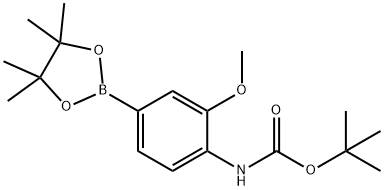 4-(叔丁氧羰氨基)-3-甲氧基苯硼酸频那醇酯 结构式