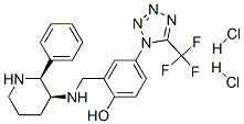 Phenol, 2-[[(2-phenyl-3-piperidinyl)amino]methyl]-4-[5-(trifluoromethyl)-1H-tetrazol-1-yl]-, dihydrochloride, (2S-cis)- 结构式