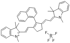 1,3,3-三甲基-2-((E)-2-(2-(1-萘基)-3-[(E)-2-(1,3,3-三甲基-1,3-二氢-2H-吲哚-2-亚基)乙亚基]-1-环戊烯-1-基)乙烯基)-3H-吲哚四氟硼酸盐 结构式