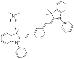 2-((E)-2-[5-[(Z)-2-(3,3-二甲基-1-苯基-1,3-二氢-2H-吲哚-2-亚基)乙亚基]-2H-吡喃-3(6H)-基)乙烯基]-3,3-二甲基-1-苯基-3H-吲哚四氟硼酸盐 结构式