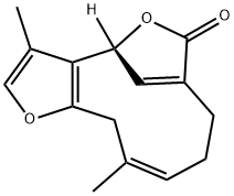 (R,7Z)-4,8,9,12-Tetrahydro-3,11-dimethyl-6H-4,7-methenofuro[3,2-c]oxacycloundecin-6-one 结构式