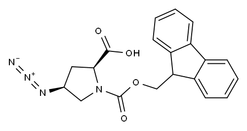 (2S,4S)-4-叠氮基-1,2-吡咯烷二甲酸 1-(9H-芴-9-基甲基)酯 结构式