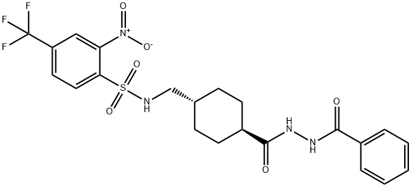 1-Benzoyl-2-[[trans-4-[[[[2-nitro-4-(trifluoromethyl)phenyl]sulfonyl]amino]methyl]cyclohexyl]carbonyl]hydrazine 结构式