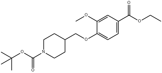 TERT-BUTYL 4-((4-(ETHOXYCARBONYL)-2-METHOXYPHENOXY)METHYL)PIPERIDINE-1-CARBOXYLATE 结构式
