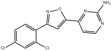 4-[3-(2,4-二氯苯基)异恶唑]嘧啶-2-胺 结构式
