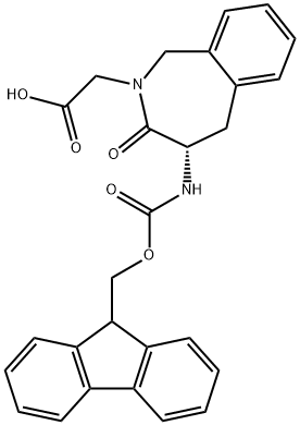 (S)-FMOC-4-AMINO-2-CARBOXYMETHYL-1,3,4,5-TETRAHYDRO-2H-[2]-BENZAZEPIN-3-ONE 结构式