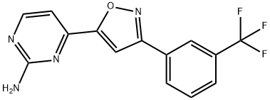 4-[3-[3-(TRIFLUOROMETHYL)PHENYL]ISOXAZOL-5-YL]PYRIMIDIN-2-AMINE 结构式