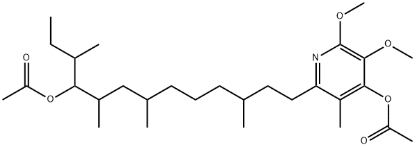 13-(4-Acetyloxy-5,6-dimethoxy-3-methylpyridin-2-yl)-3,5,7,11-tetramethyl-4-acetyloxytridecane 结构式