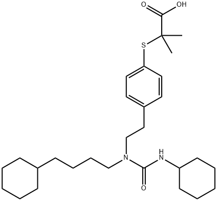 2-[[4-[2-[[环己基氨基)羰基](4-环己基丁基)氨基]乙基]苯基]硫基]-2-甲基丙酸 结构式