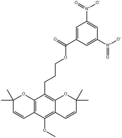 5-Methoxy-2,2,8,8-tetramethyl-2H,8H-benzo[1,2-b:5,4-b']dipyran-10-(1-propanol)3,5-dinitrobenzoate 结构式