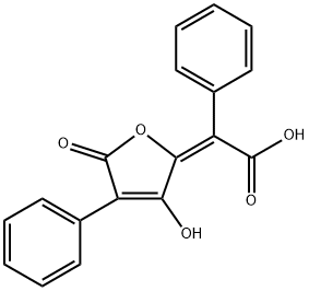 (αE)-α-[3-Hydroxy-4-phenyl-5-oxofuran-2(5H)-ylidene]benzeneacetic acid 结构式