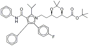 (6-2-[3-(4-Phenylcarbamoyl-5-(4-fluoro-phenyl)-2-isopropyl-4-phenyl-D5-pyrrol-1-yl]-ethyl-2,2-dimethyl-[1,3]-dioxane-4-yl)-acetic Acid, tert-Butyl Ester 结构式
