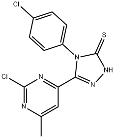 5-(2-CHLORO-6-METHYLPYRIMIDIN-4-YL)-4-(4-CHLOROPHENYL)-4H-1,2,4-TRIAZOLE-3-THIOL 结构式