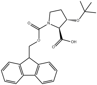 (2S,3S)-1-(((9H-芴-9-基)甲氧基)羰基)-3-(叔丁氧基)吡咯烷-2-羧酸 结构式