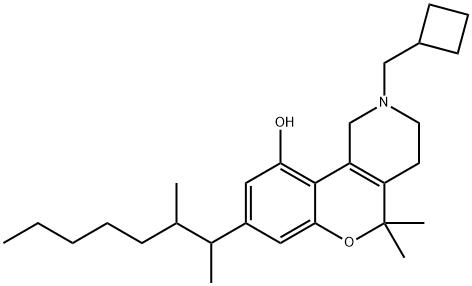 2-(Cyclobutylmethyl)-8-(1,2-dimethylheptyl)-1,3,4,5-tetrahydro-5,5-dimethyl-2H-[1]benzopyrano[4,3-c]pyridin-10-ol 结构式