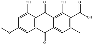1,8-Dihydroxy-3-methyl-6-methoxy-9,10-dioxo-9,10-dihydroanthracene-2-carboxylic acid 结构式