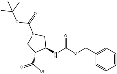 (3R,4S)-1-BOC-4-CBZ-氨基-3-吡咯烷羧酸 结构式