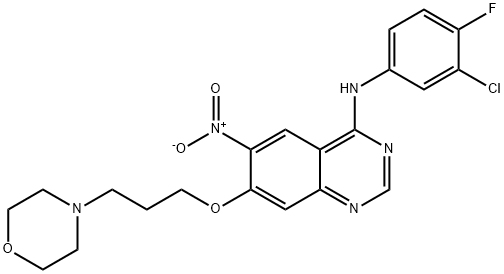 N-(3-CHLORO-4-FLUOROPHENYL)-7-(3-MORPHOLINO PROPOXY)-6-NITROQUINAZOLIN-4-AMINE 结构式