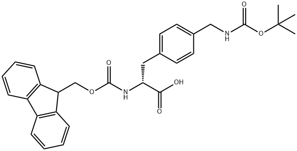 FMOC-(BOC-4-氨甲基)-D-苯丙氨酸 结构式