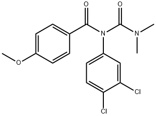 N-(3,4-dichlorophenyl)-N-(dimethylcarbamoyl)-4-methoxy-benzamide 结构式
