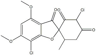 3',7-Dichloro-4,6-dimethoxy-6'-methylspiro[benzofuran-2(3H),1'-cyclohexane]-2',3,4'-trione 结构式