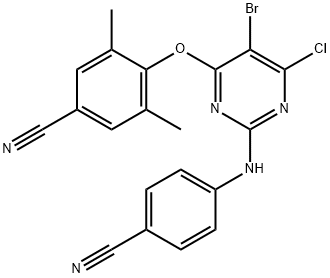 4-[[5-溴-6-氯-2-[(4-氰基苯基)氨基]-4-嘧啶基]氧基]-3,5-二甲基苯腈 结构式