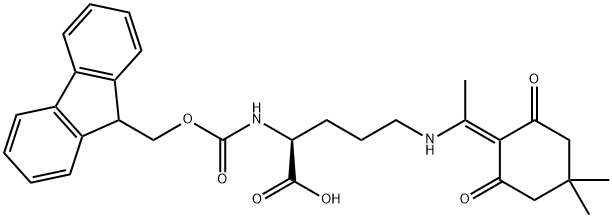 N-芴甲氧羰基-(N'-1-(4,4-二甲基-2,6-二氧代环己-1-亚基)乙基)-L-鸟氨酸 结构式