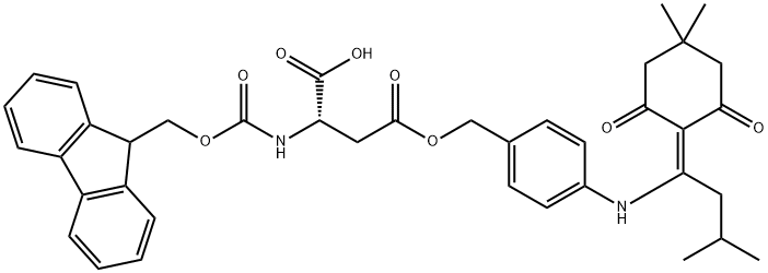 N-芴甲氧羰基-L-天冬氨酸 4-[[4-[[1-(4,4-二甲基-2,6-二氧代环己亚基)-3-甲基丁基]氨基]苯基]甲基]酯 结构式