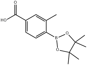 3-甲基-4-(4,4,5,5-四甲基-1,3,2-二氧杂环戊硼烷-2-基)苯甲酸 结构式