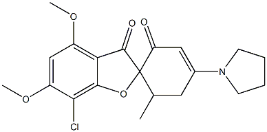 7-Chloro-4,6-dimethoxy-6'-methyl-4'-(1-pyrrolidinyl)spiro[benzofuran-2(3H),1'-[3]cyclohexene]-2',3-dione 结构式