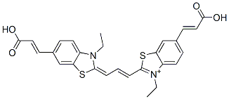 Benzothiazolium,  6-(2-carboxyvinyl)-2-[3-[6-(2-carboxyvinyl)-3-ethyl-2-benzothiazolinylidene]propenyl]-3-ethyl-  (8CI) 结构式